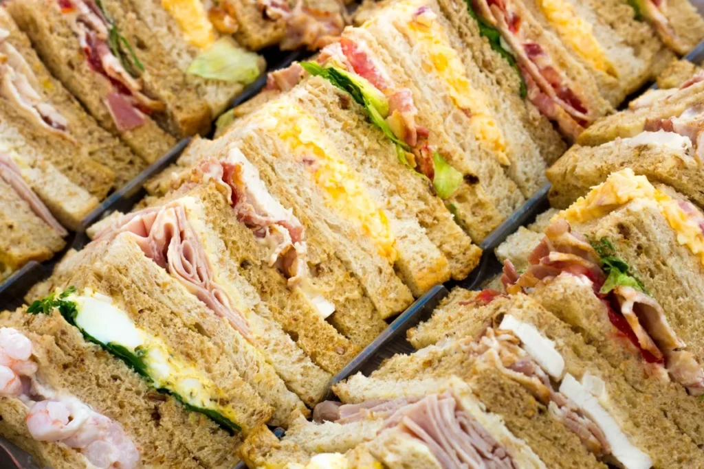 Mixed sandwich platter freshly prepared for a buffet